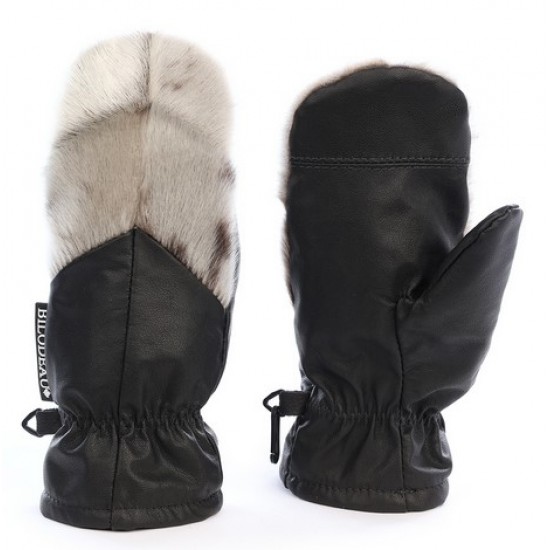 Bilodeau - Urban Mittens, Black Leather and Recycled Natural Seal